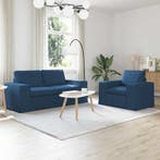 vidaXL bank / zetelstel 2 pcs Blauw 182 x 80 x 82 cm Stof, Huis en Inrichting, Verzenden, Nieuw