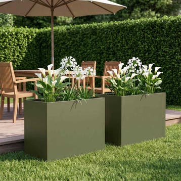 vidaXL Plantenbak 2 st Olijfgroen 50 x 40 x 50 cm, Verzenden