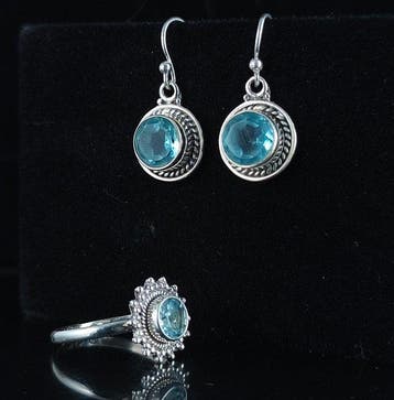 Aquamarijn - Zilver - 2-delige sieradenset - Sterling