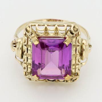 Bague - 14 carats Or jaune - Saffier, Nieuw