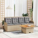 vidaXL 3-delige Loungeset met kussens poly rattan beige, Verzenden, Nieuw, Loungeset