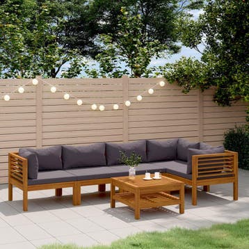 vidaXL 6-delige Loungeset met kussens massief acaciahout, Verzenden, Nieuw, Loungeset