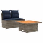 vidaXL 2 Stuk Tuin middelste sofa met opklaptafel poly, Verzenden, Nieuw