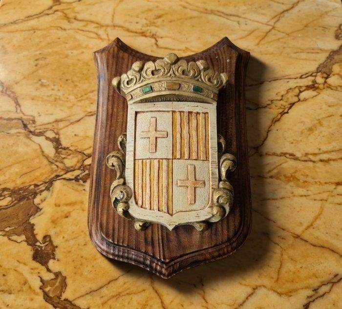 sculptuur, Stemma Araldico 33 cm anni 50 San Giorgio Europa, Antiquités & Art, Curiosités & Brocante