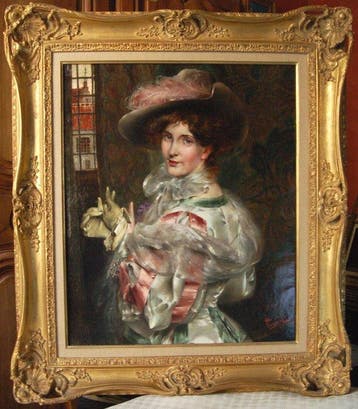 Fernand Toussaint (1873-1956) - Portrait délégante au, Antiek en Kunst
