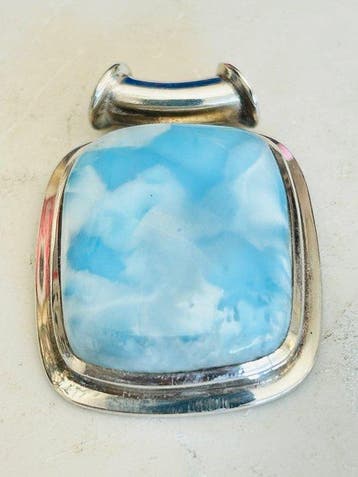 Larimar Pendentif - Hauteur : 4.5 cm - Largeur : 3.5 cm-