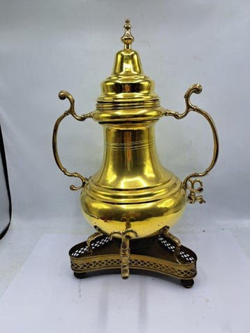 Samovar - Kraantjeskan - Laiton - Droppelmina, Antiek en Kunst