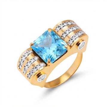 Zonder minimumprijs - Ring 18-karaats goudlaag, Zilver