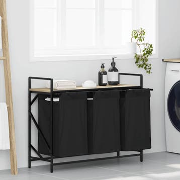 vidaXL Wasmand 3 vakken met plank sonoma eikenkleurig, Verzenden, Nieuw