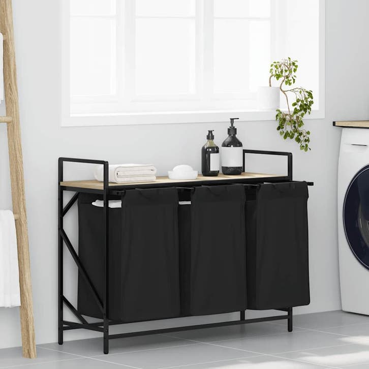 vidaXL Wasmand 3 vakken met plank sonoma eikenkleurig, Huis en Inrichting, Woonaccessoires | Overige, Nieuw, Verzenden