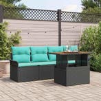 vidaXL Tuinbank Set met opslag 5 pcs Zwart Poly rattan, Verzenden, Nieuw