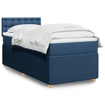 vidaXL Boxspring met matras stof blauw 90x190 cm, Verzenden, Nieuw