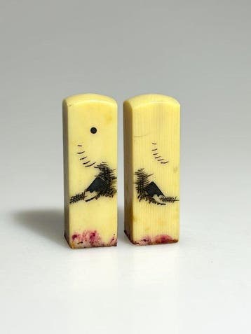 Een paar Chinese antieke zegelstempels - Been - China -