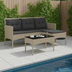 vidaXL Tuinbank Set met kussen 2 pcs poly rattan, Verzenden