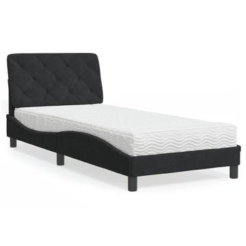 vidaXL Bed met matras fluweel zwart 90x200 cm, Verzenden, Nieuw