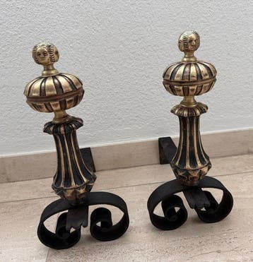 Accessoire de cheminée - Bronze, Fer forgé - chenets, Antiquités & Art