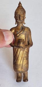 Oud-Siamese Verguld Archaïsch Glas Bedelende Boeddha-kraal