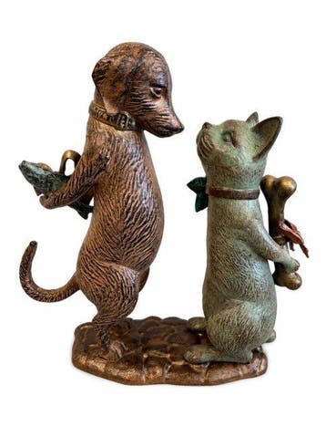 sculptuur, Christmas Cat and dog - 45 cm - Aluminium, Nieuw