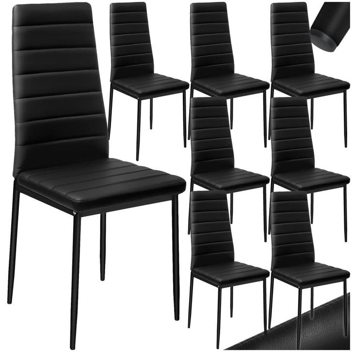Eetkamerstoelen, kunstleer - zwart, Set van 8, Huis en Inrichting, Stoelen, Verzenden