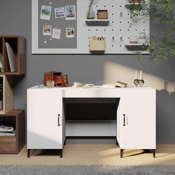 vidaXL Bureau 140x50x75 cm bewerkt hout wit, Huis en Inrichting, Verzenden, Nieuw