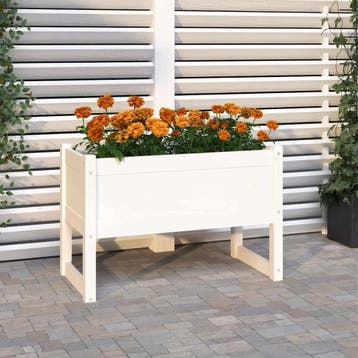 vidaXL Plantenbak 78x40x52 cm massief grenenhout wit, Verzenden