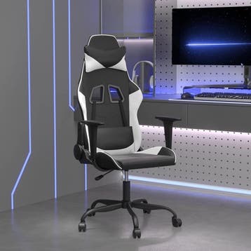 vidaXL Massage gamestoel kunstleer zwart en wit, Verzenden