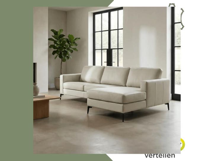 Leren hoekbank Match - 2.5-zits arm links + Longchair arm, Antiek en Kunst, Antiek | Meubels | Stoelen en Sofa's, Ophalen of Verzenden