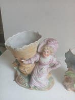 Statuette, porte allumette - 14 cm - Porcelaine - 1900, Antiquités & Art