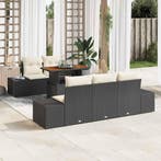 vidaXL Tuin Eettafel Set met kussen 6 pcs Zwart en Crème, Verzenden, Nieuw