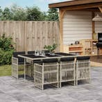 vidaXL 7-delige Tuinset met kussens poly rattan grijs, Verzenden, Nieuw, Tuinset