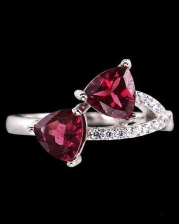 Granaat - Zilver, Het Flamboyant Duo – Ring Granaat –