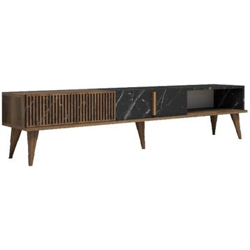 Evila Originals Milan Lowboard Walnoot - TV-meubel - Outlet, Huis en Inrichting, Overige materialen, Gebruikt, Verzenden, 150 tot 200 cm
