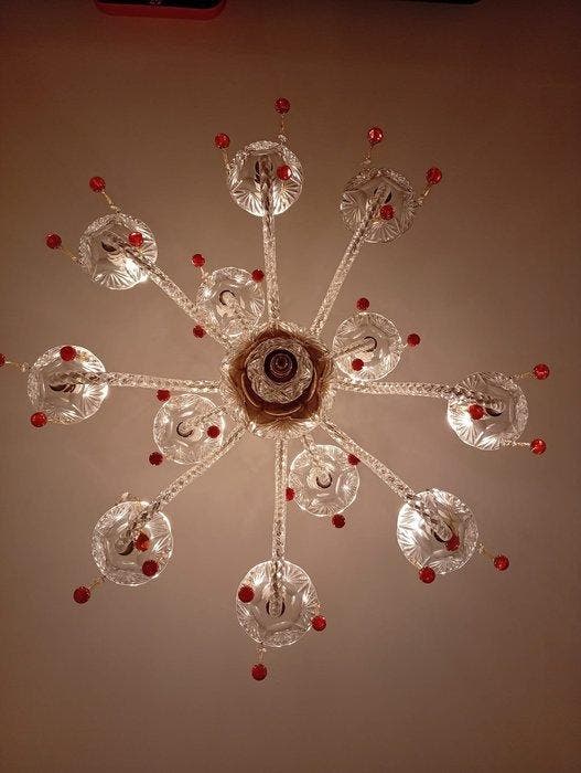 Kroonluchter - Kristal, Glas - Onberispelijke lamp, Antiquités & Art, Antiquités | Éclairage