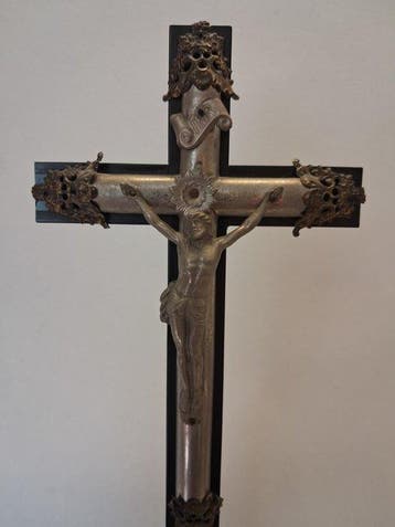 Antique Crucifix - En alliage, Bois - Début du XXe siècle -
