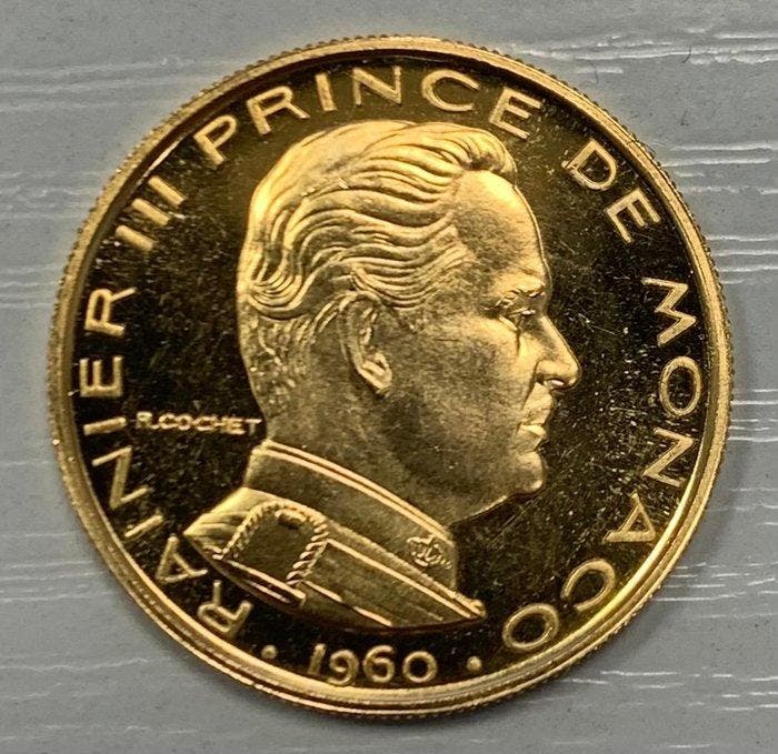 Monaco. 1 Franc 1960 Rainier III. Essai en or, Postzegels en Munten, Munten | Europa | Niet-Euromunten