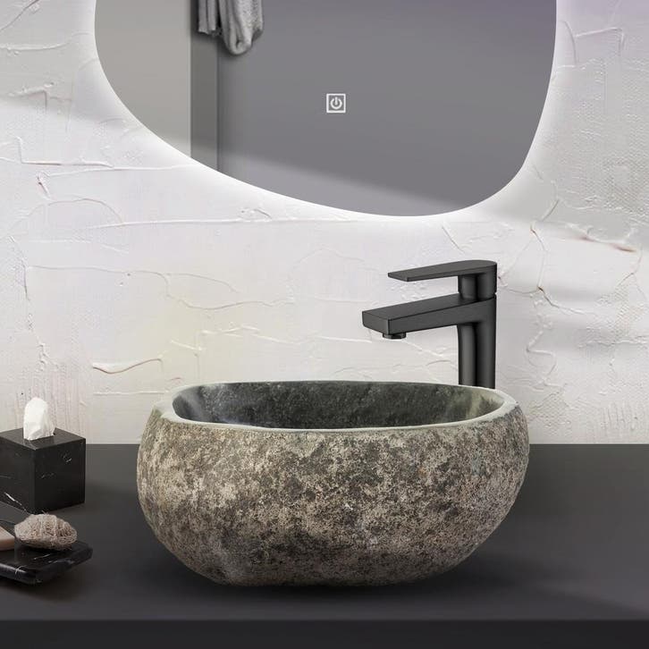 Waskom BWS Stone 30-35x15x12 cm Riviersteen Grijs, Bricolage & Construction, Sanitaire, Enlèvement ou Envoi