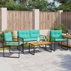 vidaXL Buitenmeubels set met kussen 4 pcs Turquoise, Tuin en Terras, Verzenden, Nieuw