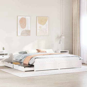 vidaXL Bedframe zonder matras massief grenenhout wit 180x200, Verzenden
