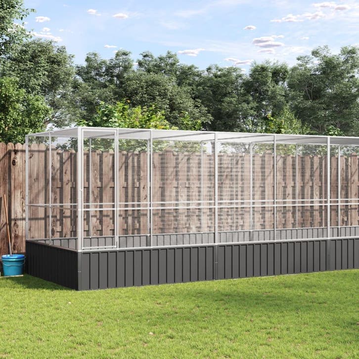 vidaXL Volière met verlengstuk 625x207x212 m staal, Dieren en Toebehoren, Vogels | Toebehoren, Nieuw, Verzenden