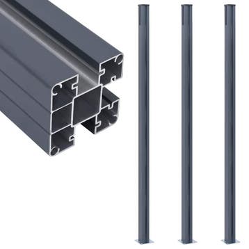 vidaXL Schuttingpalen 3 st 185 cm aluminium donkergrijs, Verzenden, Nieuw