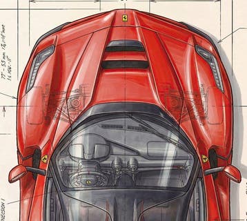 Kleury.art - [XL MATTE PAPER] Industrial Blueprint: Ferrari