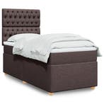 vidaXL Boxspring met matras stof donkerbruin 90x200 cm, Verzenden, Nieuw