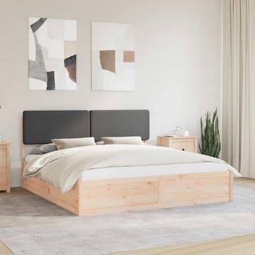 vidaXL Bedframe met Gevoerde Hoofdbord Donkergrijs 180 x 200, Verzenden, Nieuw