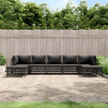 vidaXL 7-delige Loungeset met kussens staal antracietkleurig, Verzenden, Nieuw, Loungeset