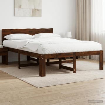 vidaXL Tweepersoonsbed met hoofdbord ROSTOCK Donkerbruin 150, Huis en Inrichting, Verzenden, Nieuw