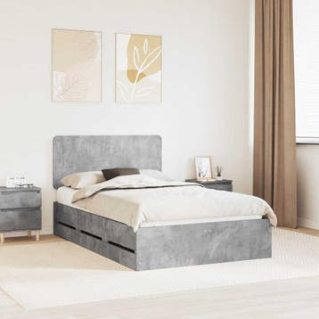 vidaXL Bedframe met lade Beton Grijs 135 x 190 cm, Verzenden