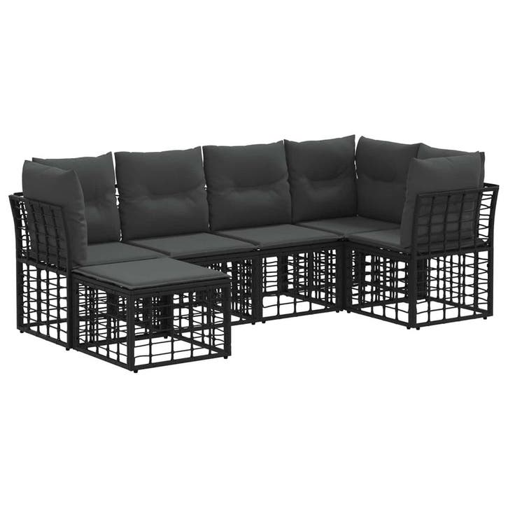 vidaXL Buiten bank set Zwart Polyester, Tuin en Terras, Tuinsets en Loungesets, Nieuw, Verzenden