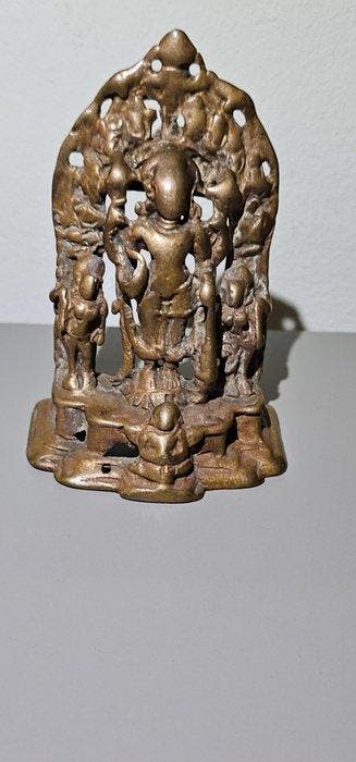 Vishnu-altaar in brons, paneel uit de periode - Brons -, Antiek en Kunst