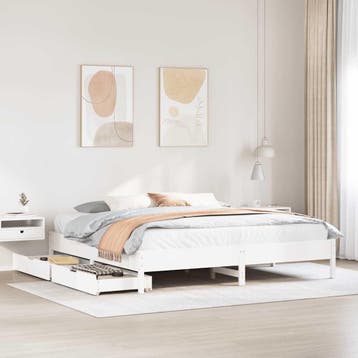 vidaXL Bedframe zonder matras massief grenenhout wit 180x200, Verzenden
