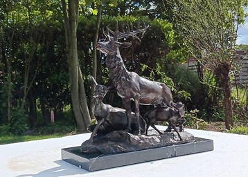 naar b.j mene - sculptuur, herten roedel geheel brons - 39